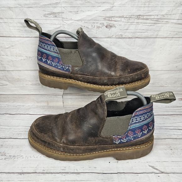 Georgia Giant Romeo Women's Slip On Work Shoe Brown Leather Size 10 M Southwest - Picture 1 of 6